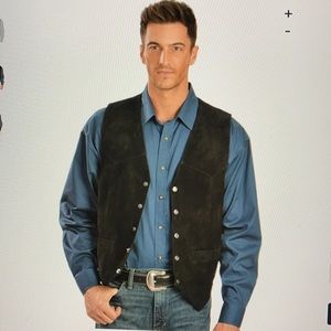 Men’s Scully Classic Western Wear Suede Snap Front Vest Satin Back Size Large